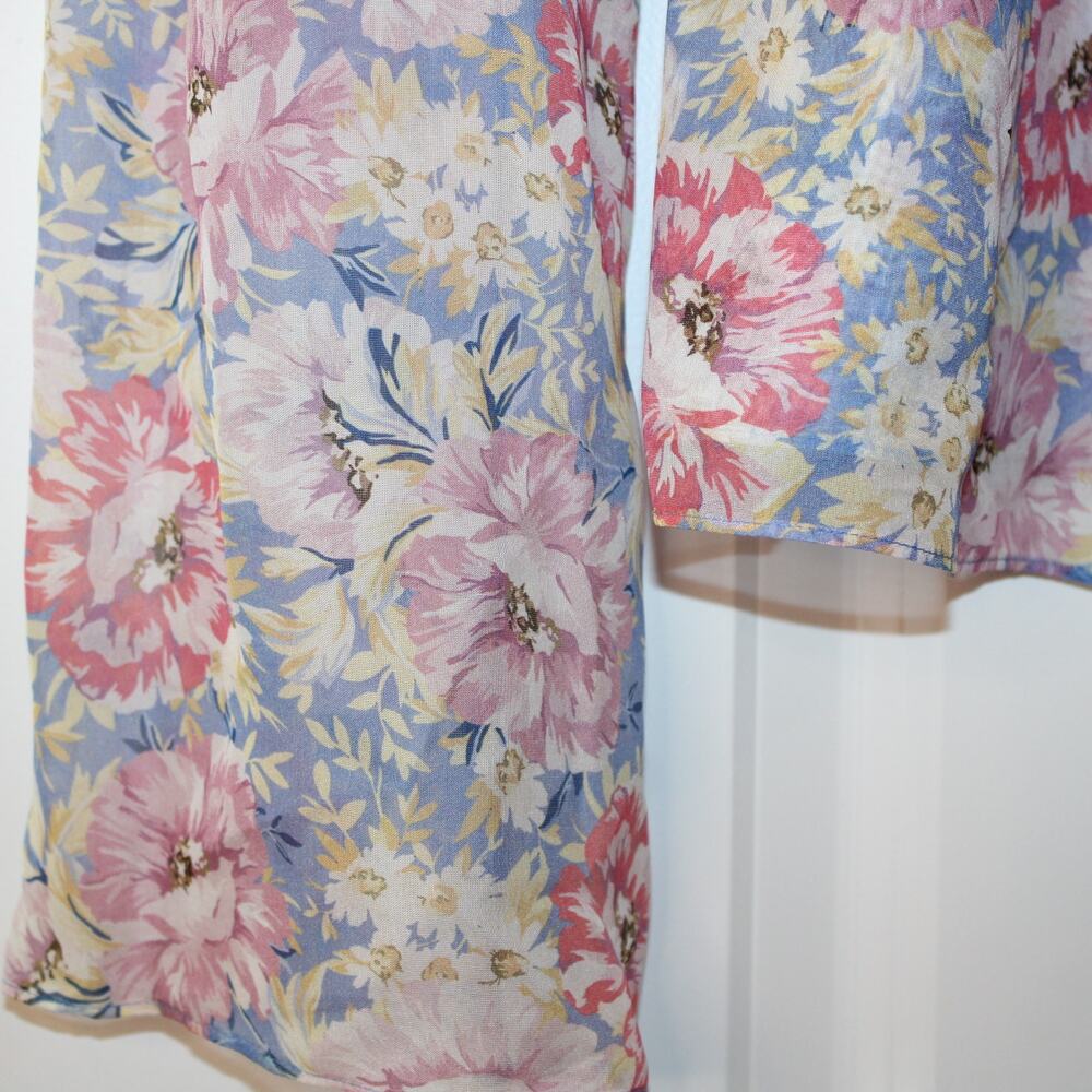 INTERMIX Lucy Silk Off-the-Shoulder Smocked Floral Long Sleeve Top | Small - Picture 5 of 10